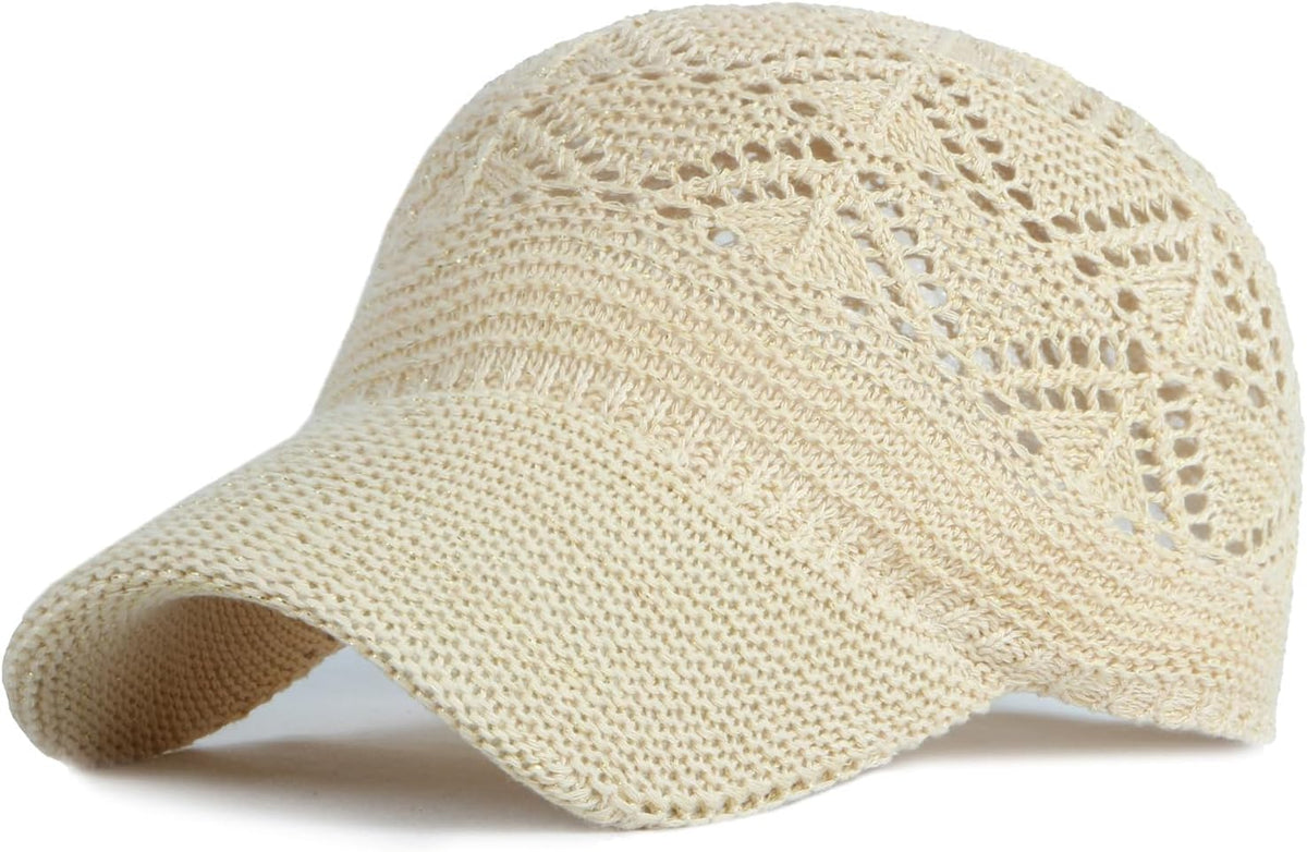FASHIXD Gorra de béisbol de malla tejida para mujer, de hilo de ver...