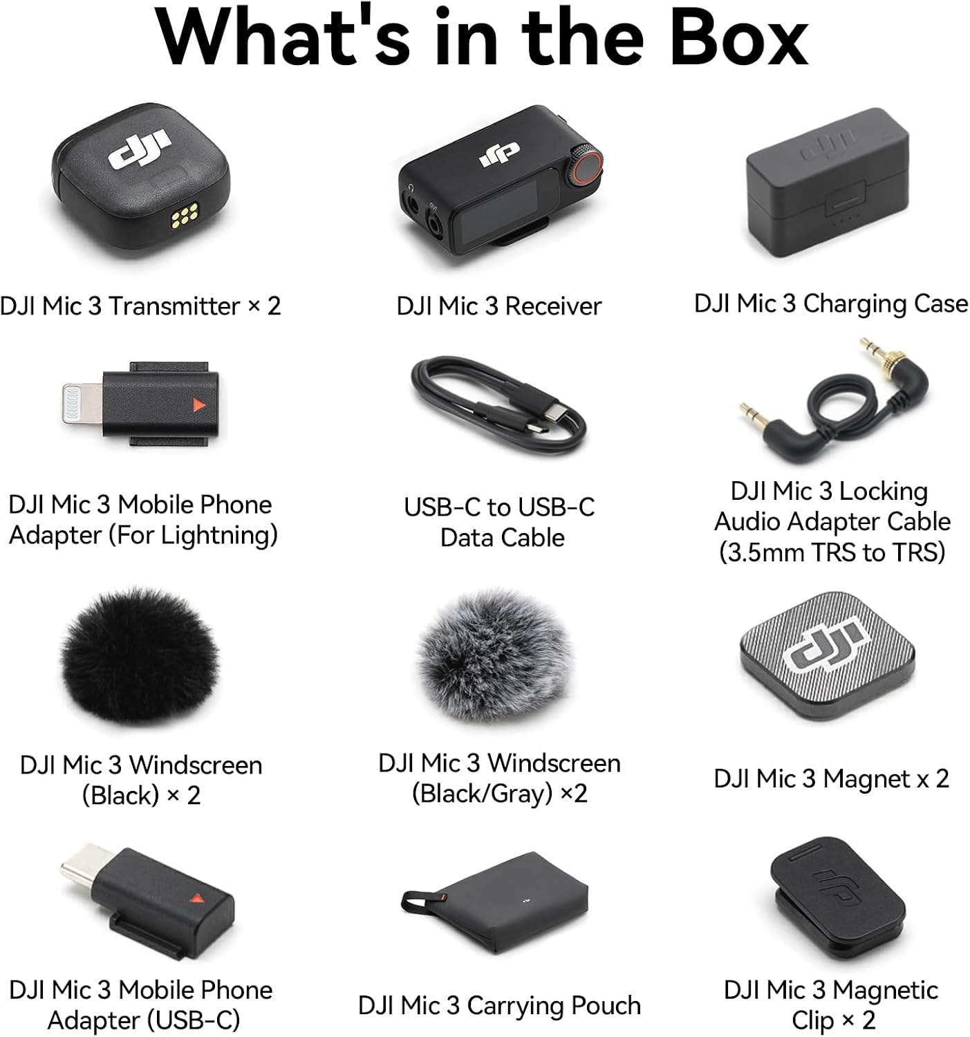 DJI Paquete de micrófono de 3 (2 TX + 1 RX + funda de carga), micró...
