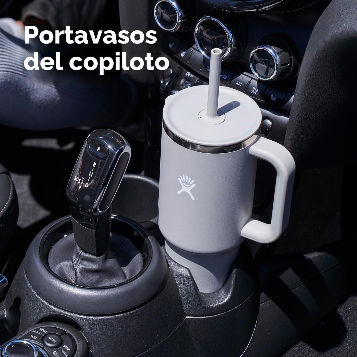 Hydro Flask Vaso de viaje con asa, tapa y pajita, acero inoxidable...