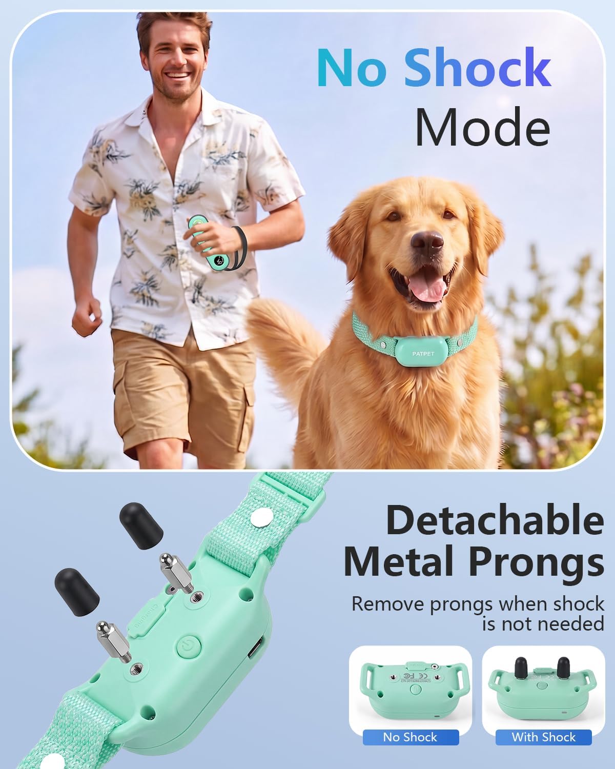 PATPET Collar de choque para perros (10 a 120 libras), collar de en...