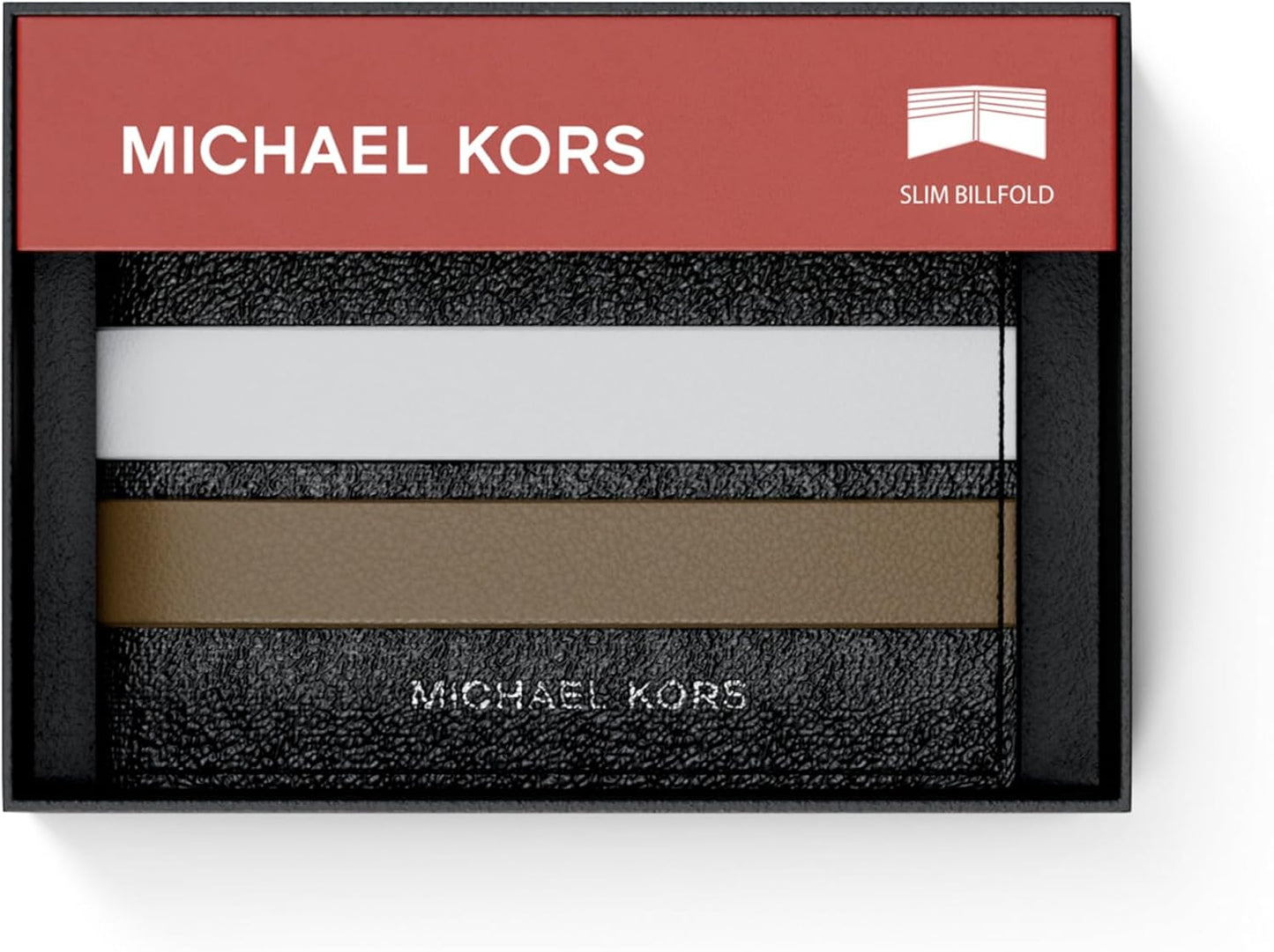Michael Kors Billetera delgada de regalo para hombre, herrajes plat...