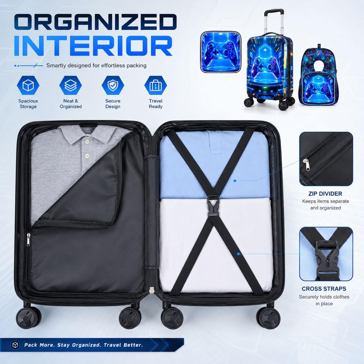 Juego de 5 maletas para niños, aprobado por aerolíneas con ruedas g...