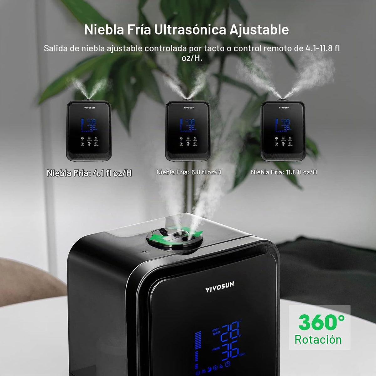 VIVOSUN Humidificador ultrasónico de niebla fría y cálida 2 en 1 de...