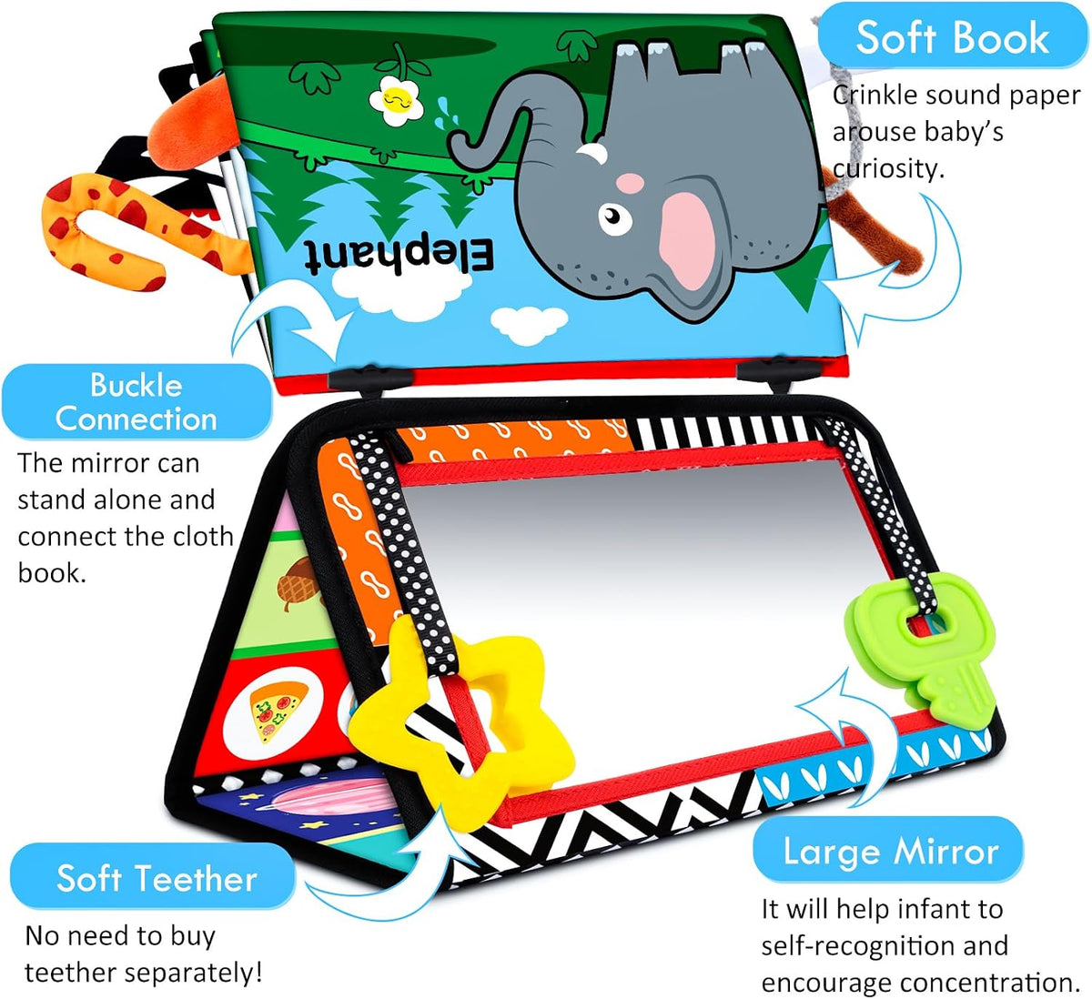 Tummy Time Baby Mirror Toys: Montessori - Juguete infantil recién n...