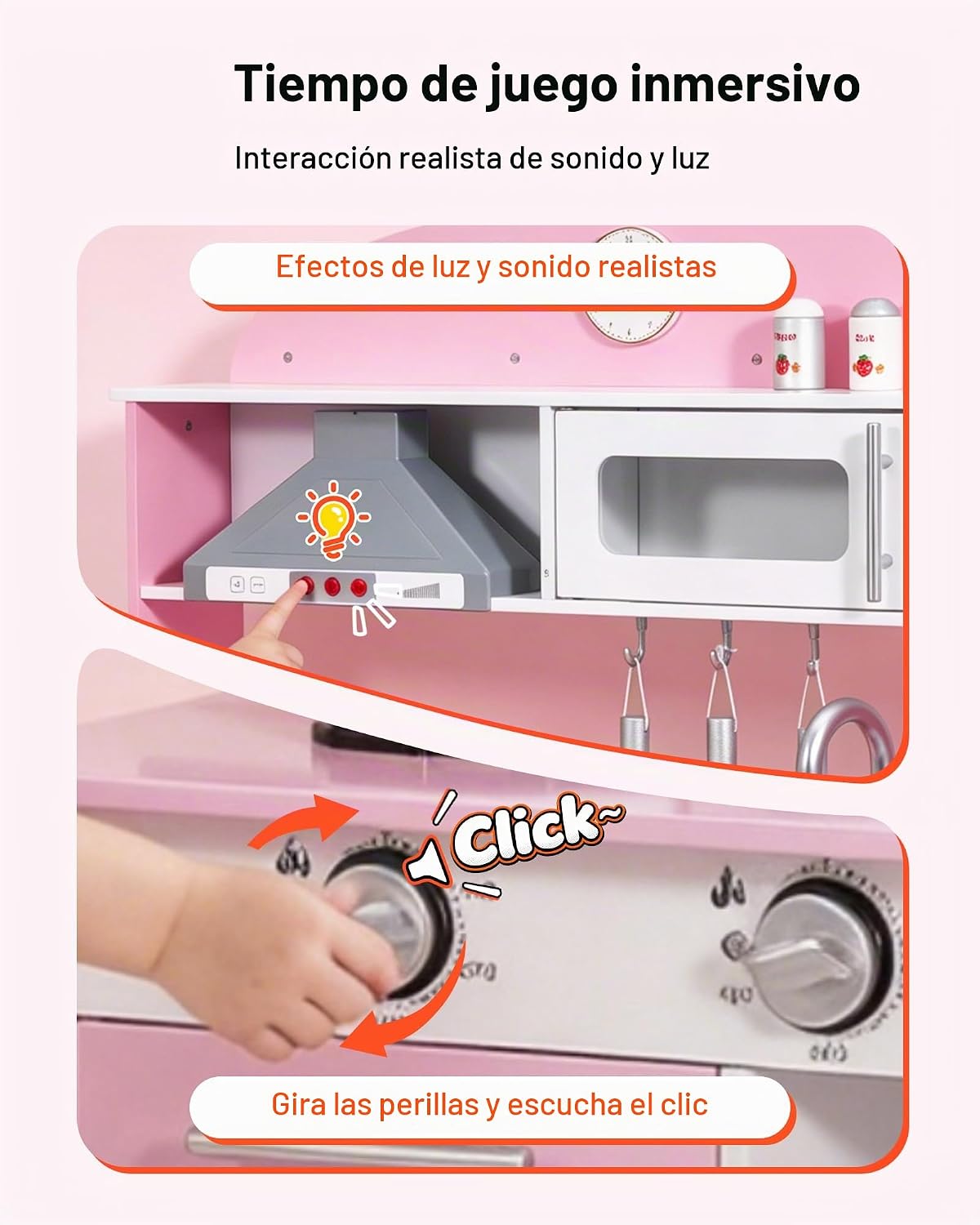 VEVOR Juego de cocina para niños, de madera, juego de cocina para n...