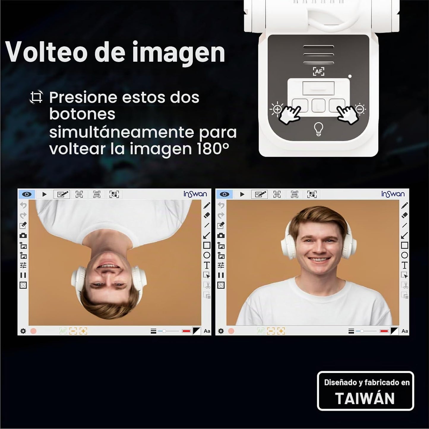 INSWAN INS-Flip 4 - Cámara de documentos plegable 4K 13MP, LED, mic...