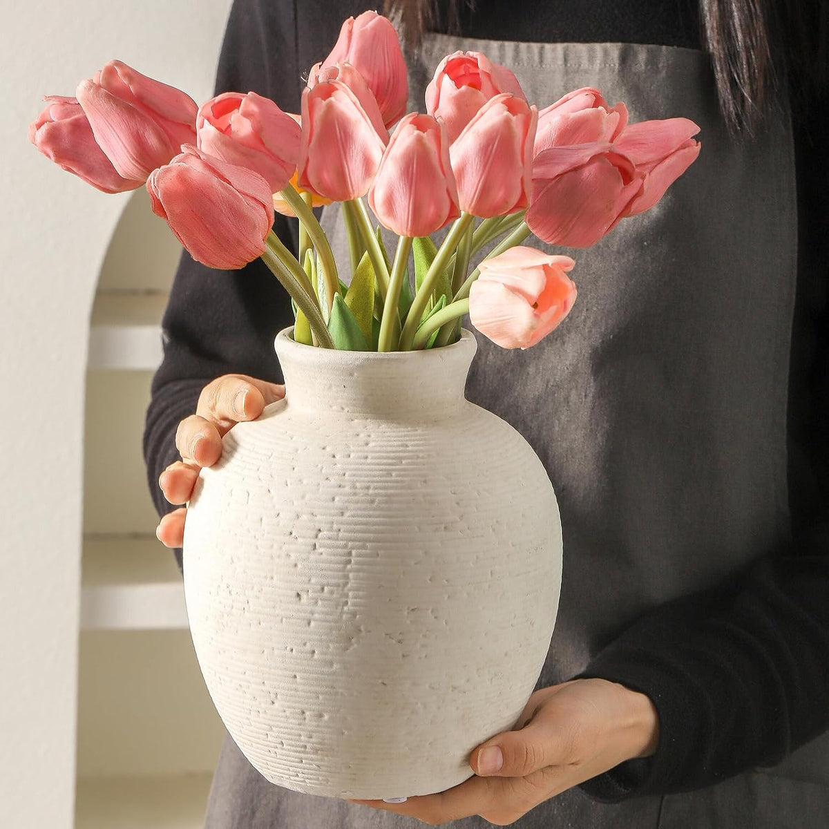 Jarrón de cerámica Vanselia para flores - Decoración del hogar - Ja...