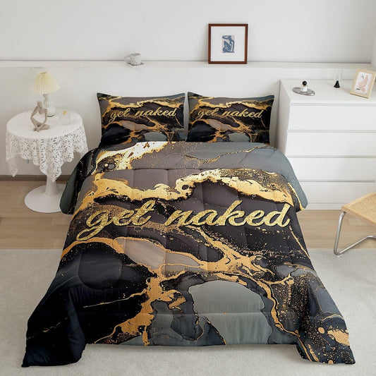 Homewish Juego de edredón Get Naked tamaño Queen, juego de ropa de...