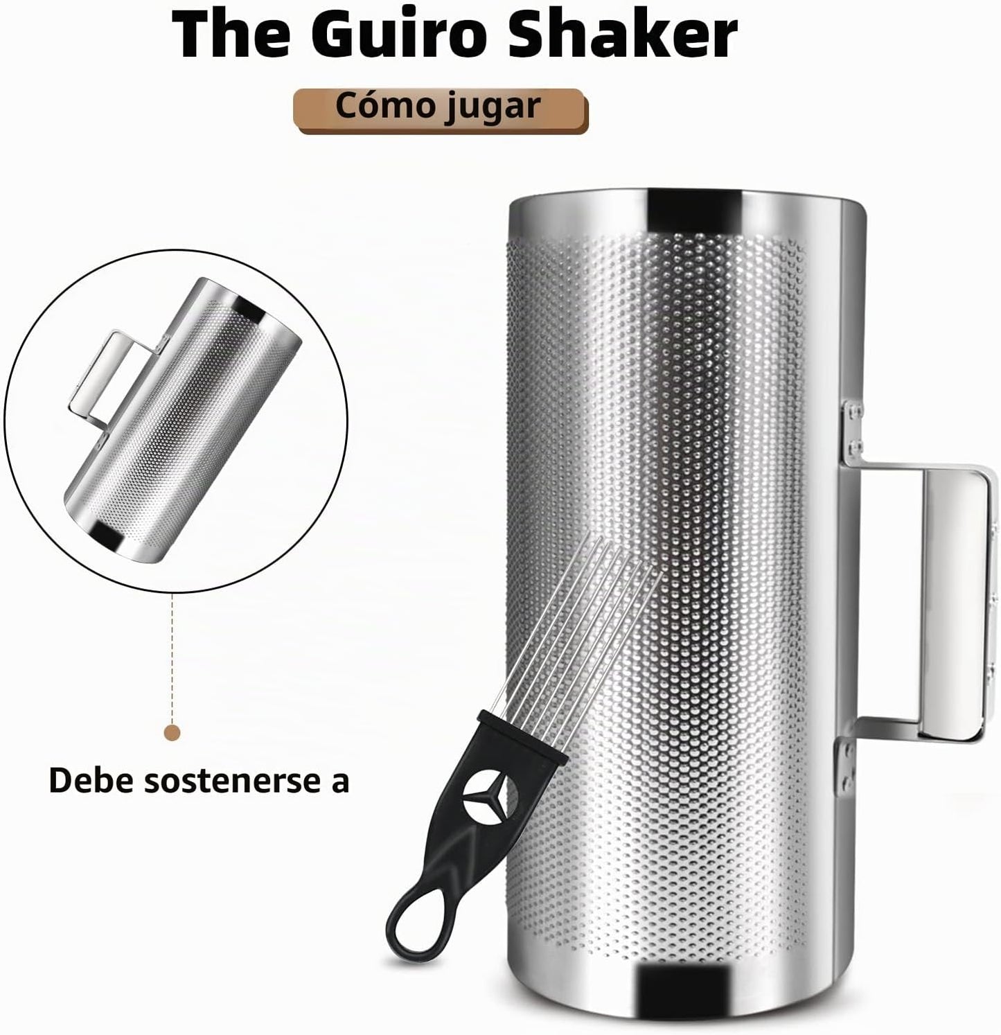Soulmate Guiro Instrument Guiro Shaker de acero inoxidable 3 "1...