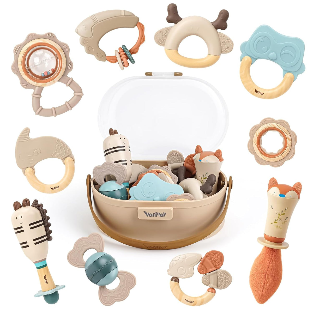 Juego de sonajeros y mordedores para bebés de 0 a 6 meses, juguetes...