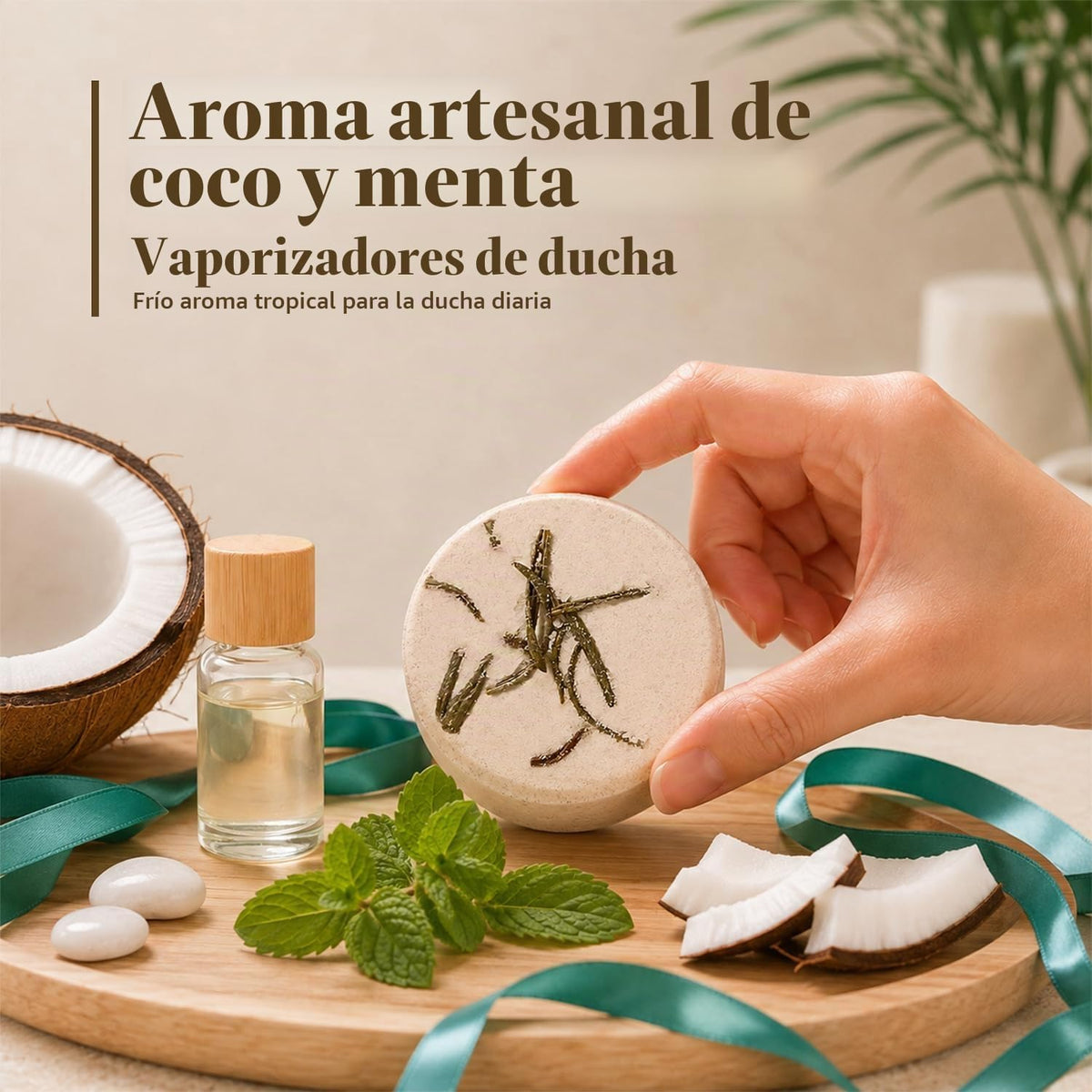 SWCANDY Vaporizadores de ducha de coco y menta, paquete de 8, cuida...