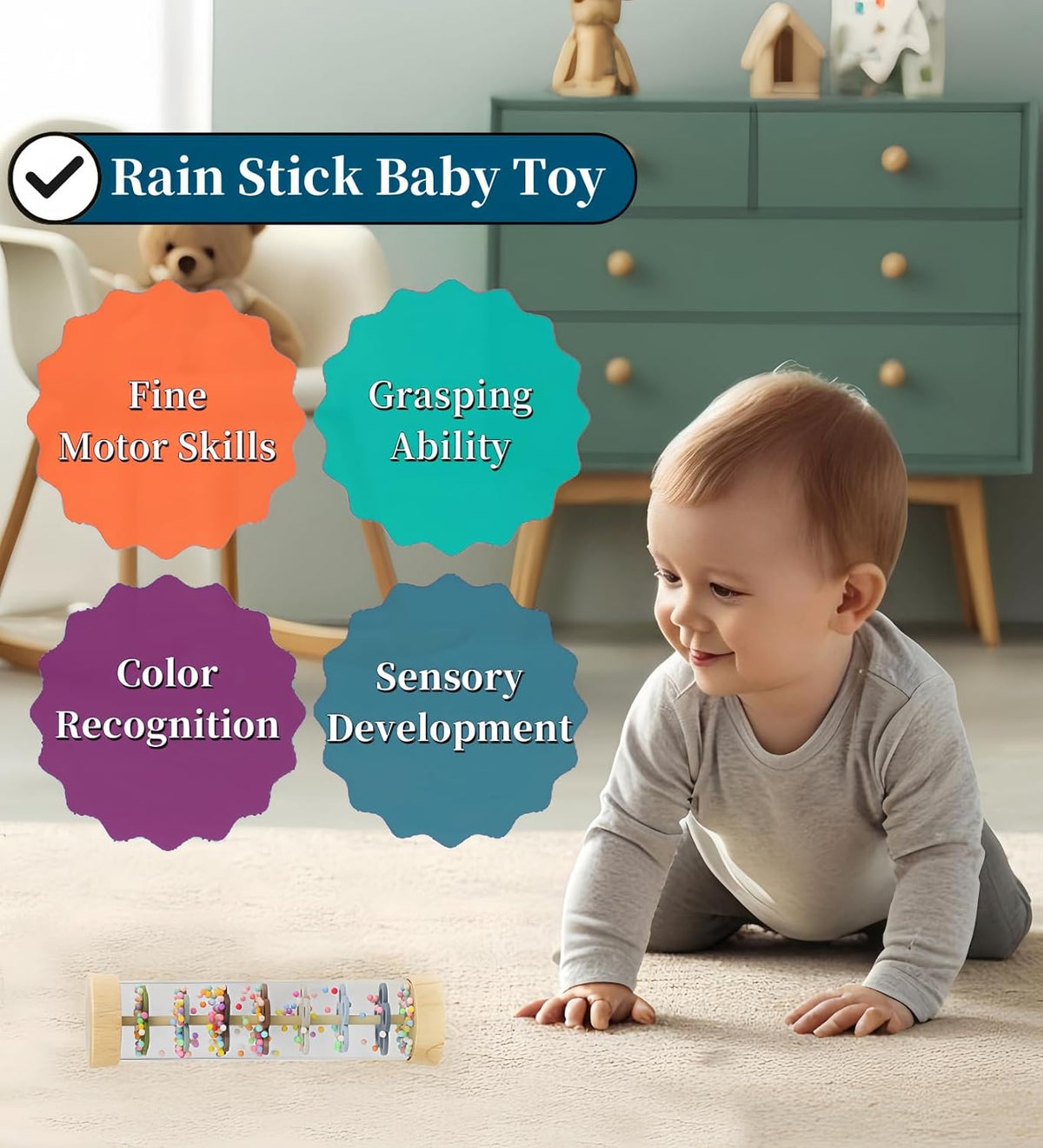 Oneshow Juguetes Montessori de madera para bebés de 36 meses, palos...