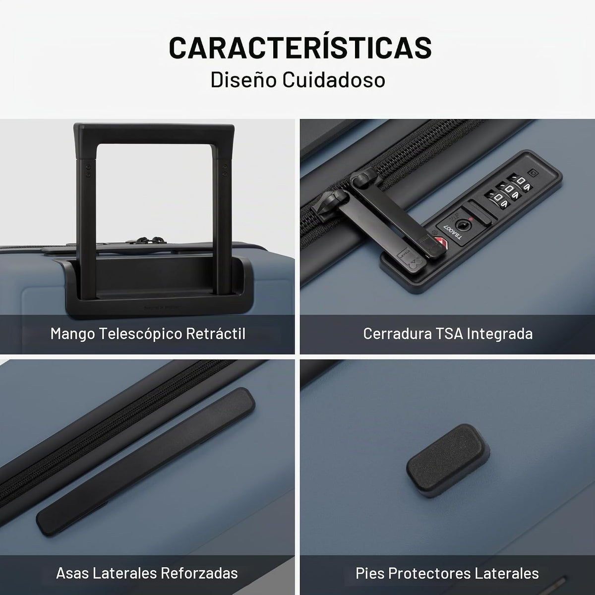 LEVEL8 Serie de equipaje mate Elegance, Gris azulado, 20 pulg., Cla...