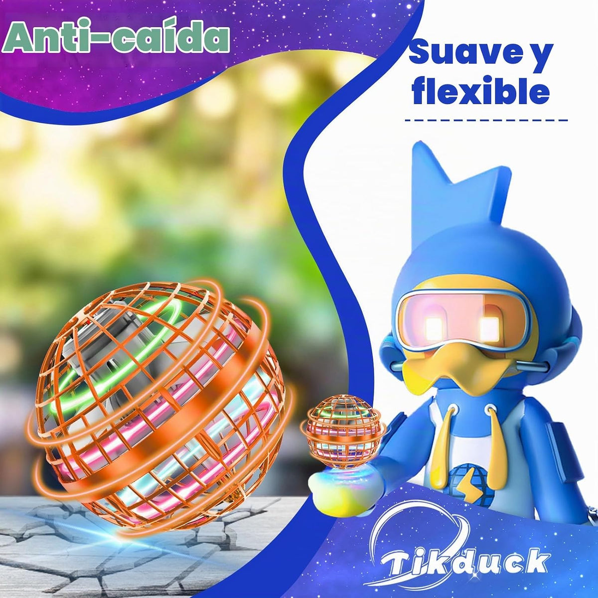 Tikduck - Juguetes de bola de orbe volador 2025 con forma de globo...