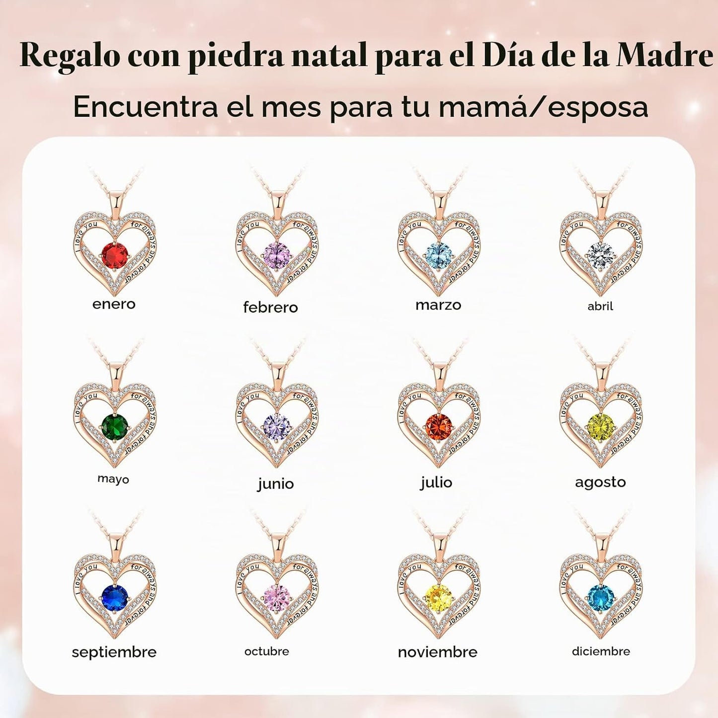 Collares de oro rosa de 18 quilates para mujer, regalos de cumpleañ...