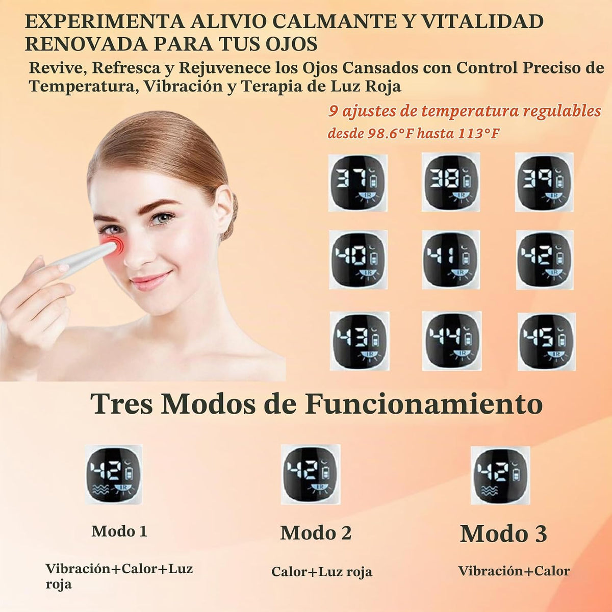 Vowleike - Varita térmica para ojos, color blanco puro | 3 en 1, te...