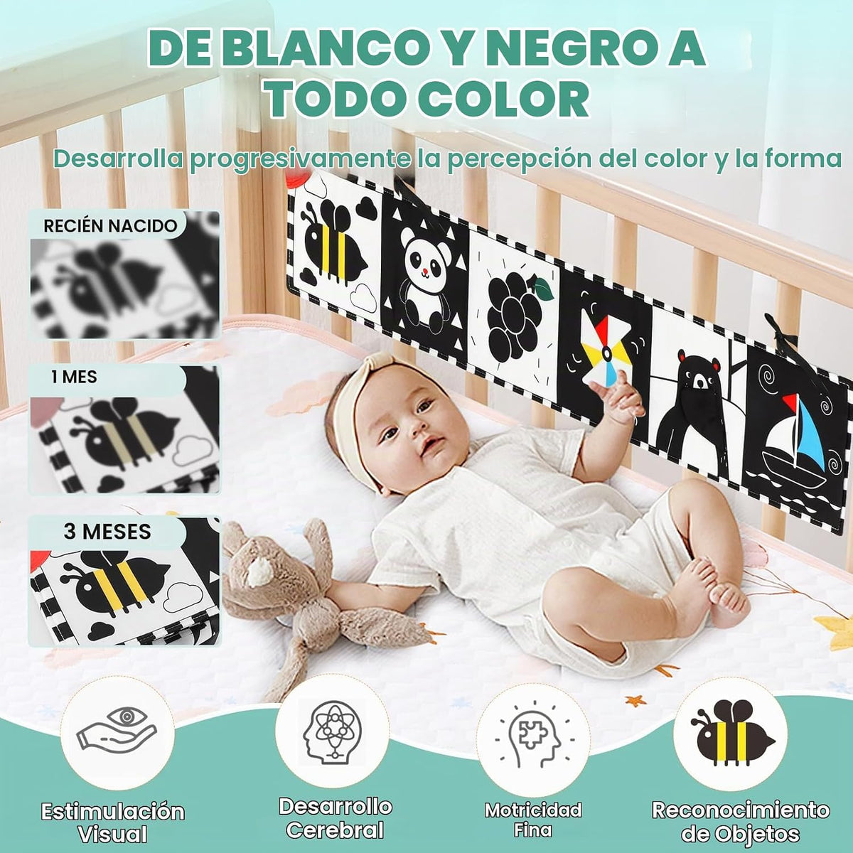 BBWOO Juguetes de alto contraste para bebés recién nacidos, juguete...
