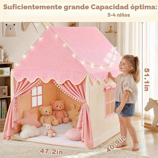 Tienda de juegos grande para niños con tapete y luces de estrellas,...