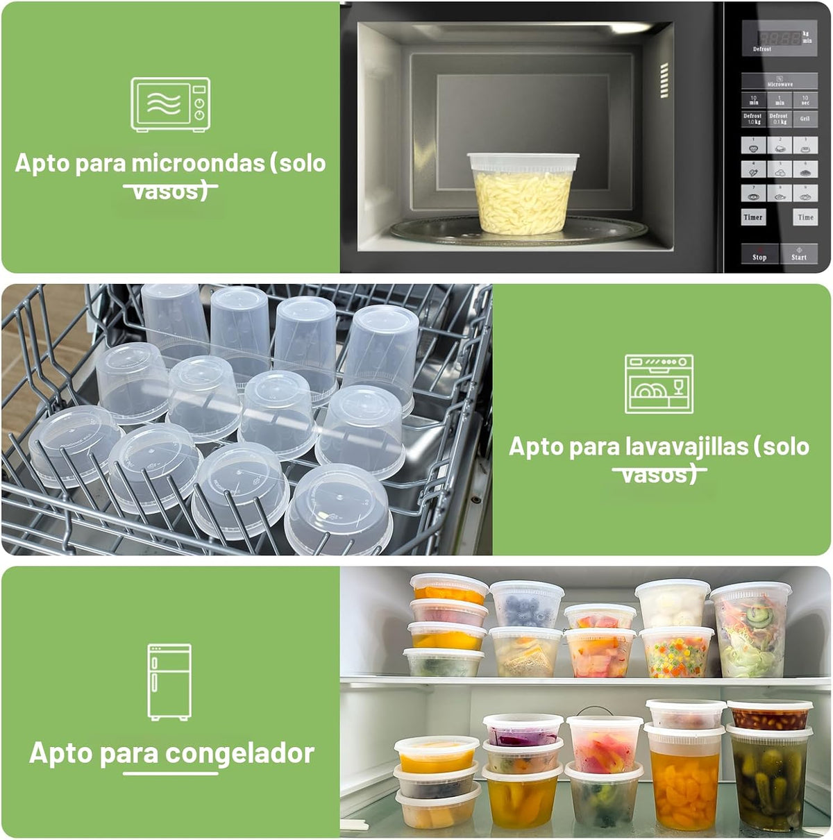 Dipoo 60 juegos (120 piezas) recipientes Deli con tapas de 16 oz, r...