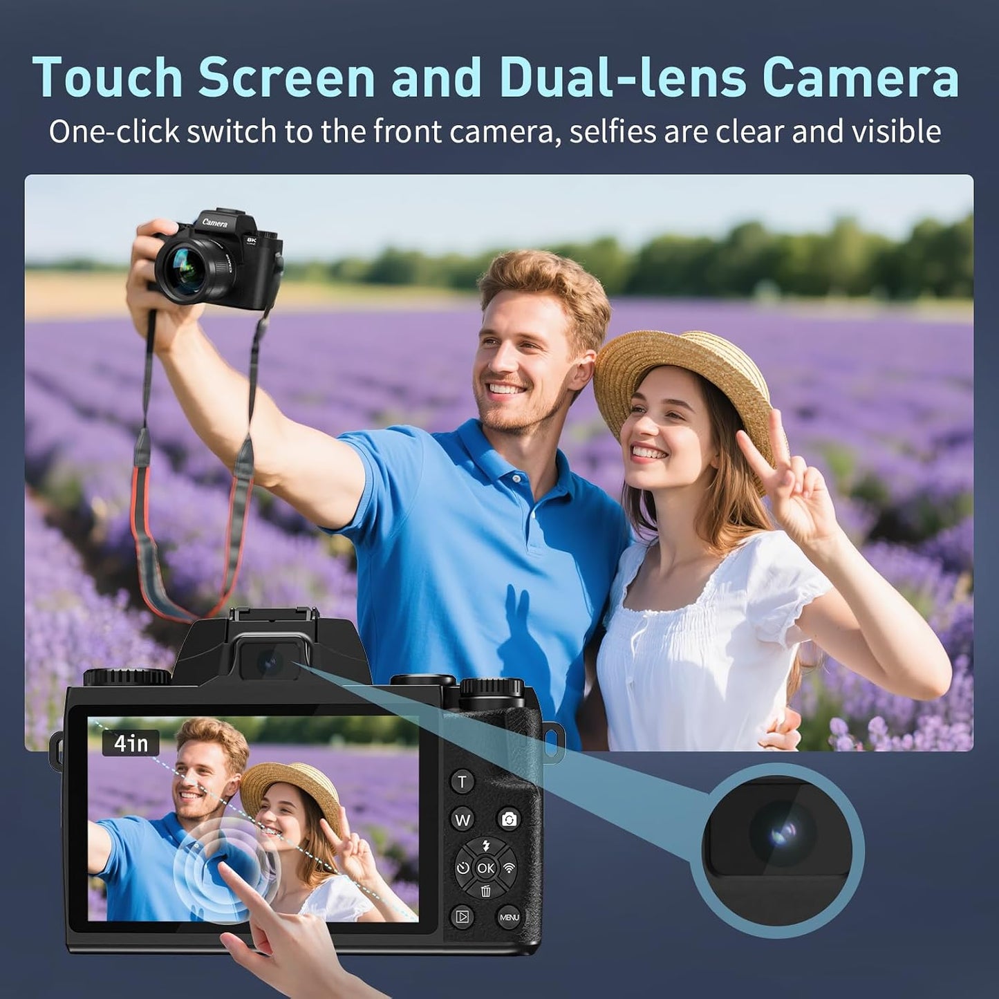 Cámara digital 8K, cámaras WiFi de 64 MP para fotografía con pantal...