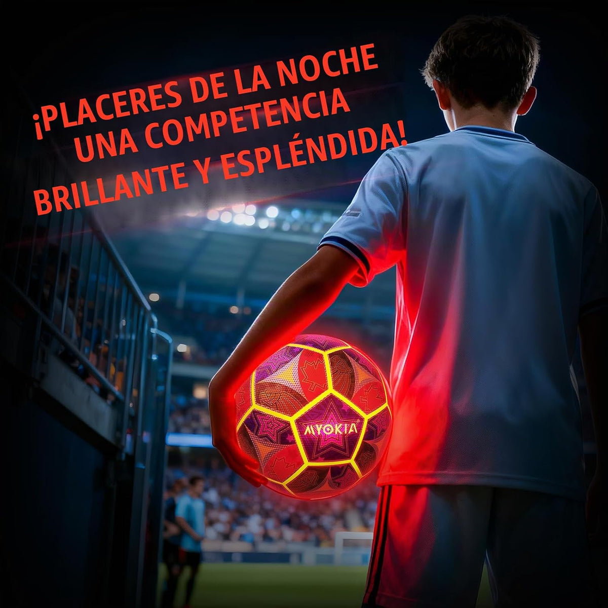 MYOKIA - Balón de fútbol recargable con luz, tamaño 5, tricolor que...