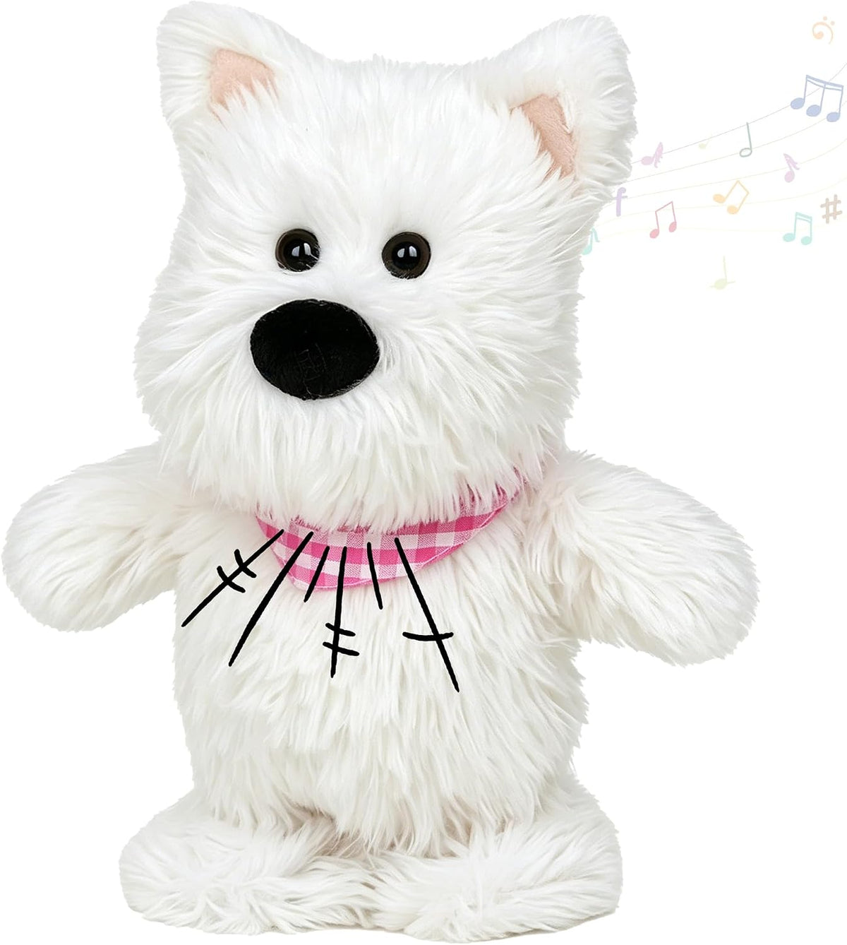 Hopearl - Perro parlante y cantante Westie con babero rosa, repite...