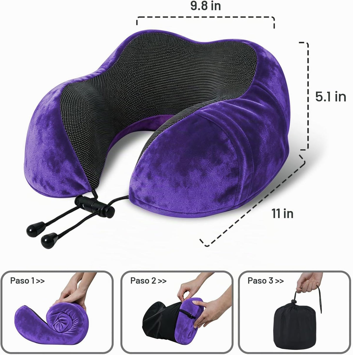 Elvodosia Almohada de viaje, almohada de cuello de espuma viscoelás...