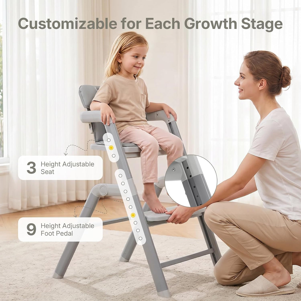 Ezebaby Silla alta para bebés niños pequeños: sillas altas plegable...
