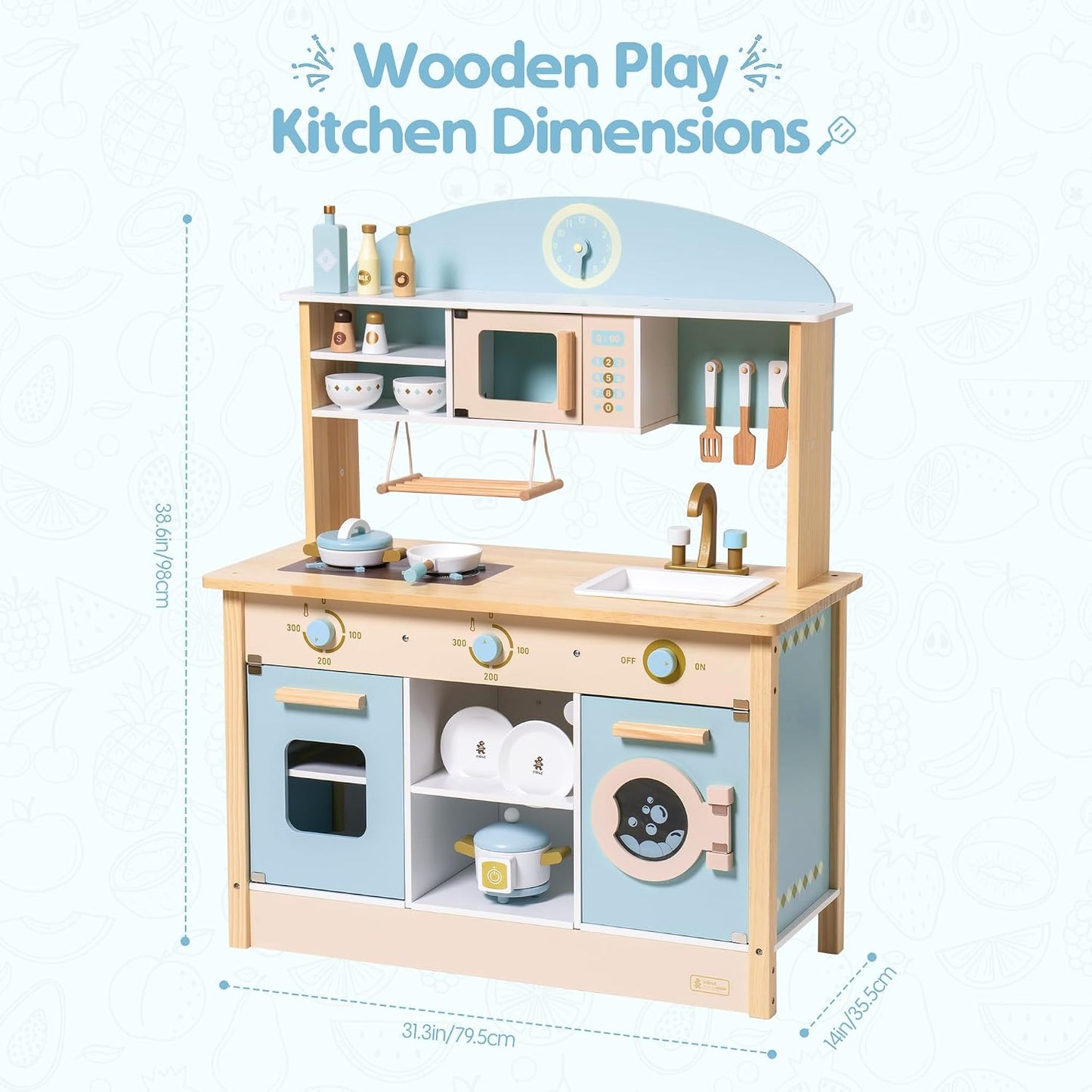 ROBUD Juego de cocina de madera para niños pequeños, regalo de coci...