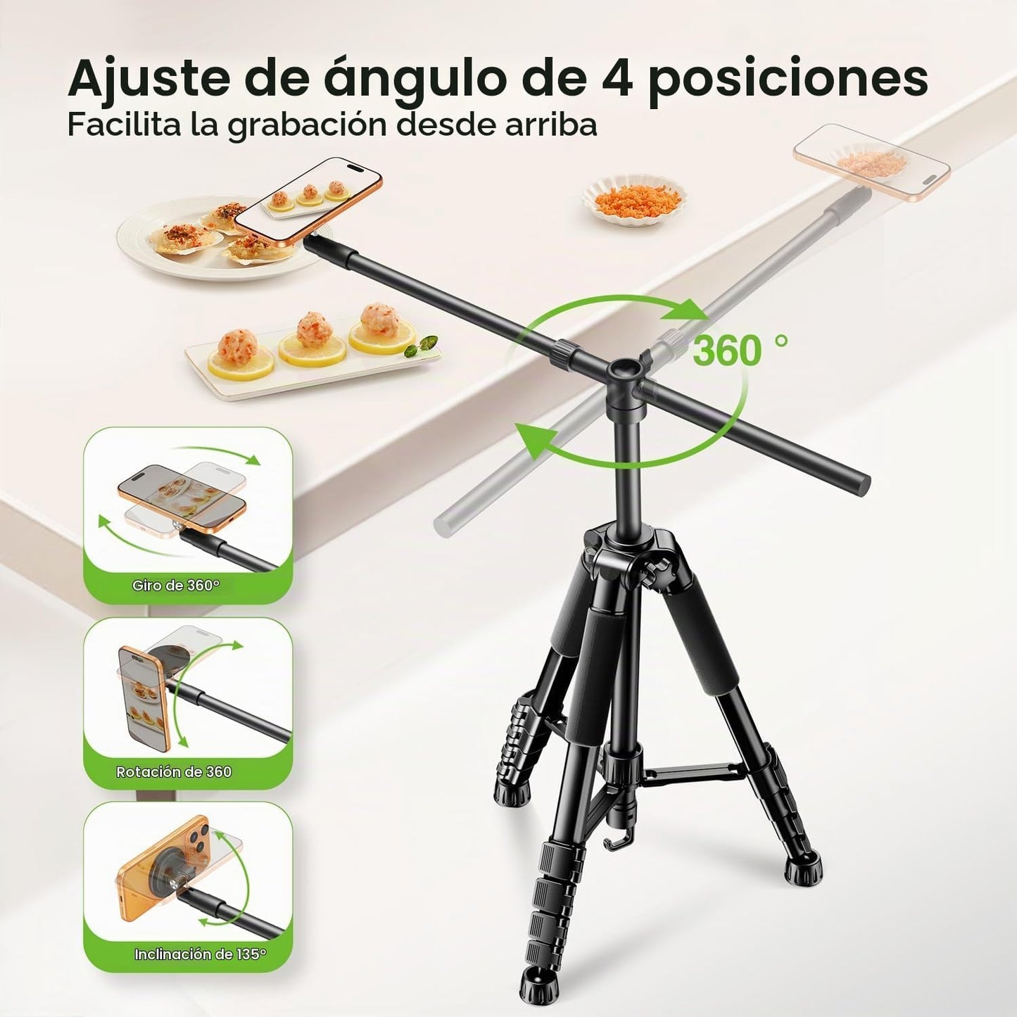 elitehood Trípode magnético para iPhone con brazo extensible de 25...