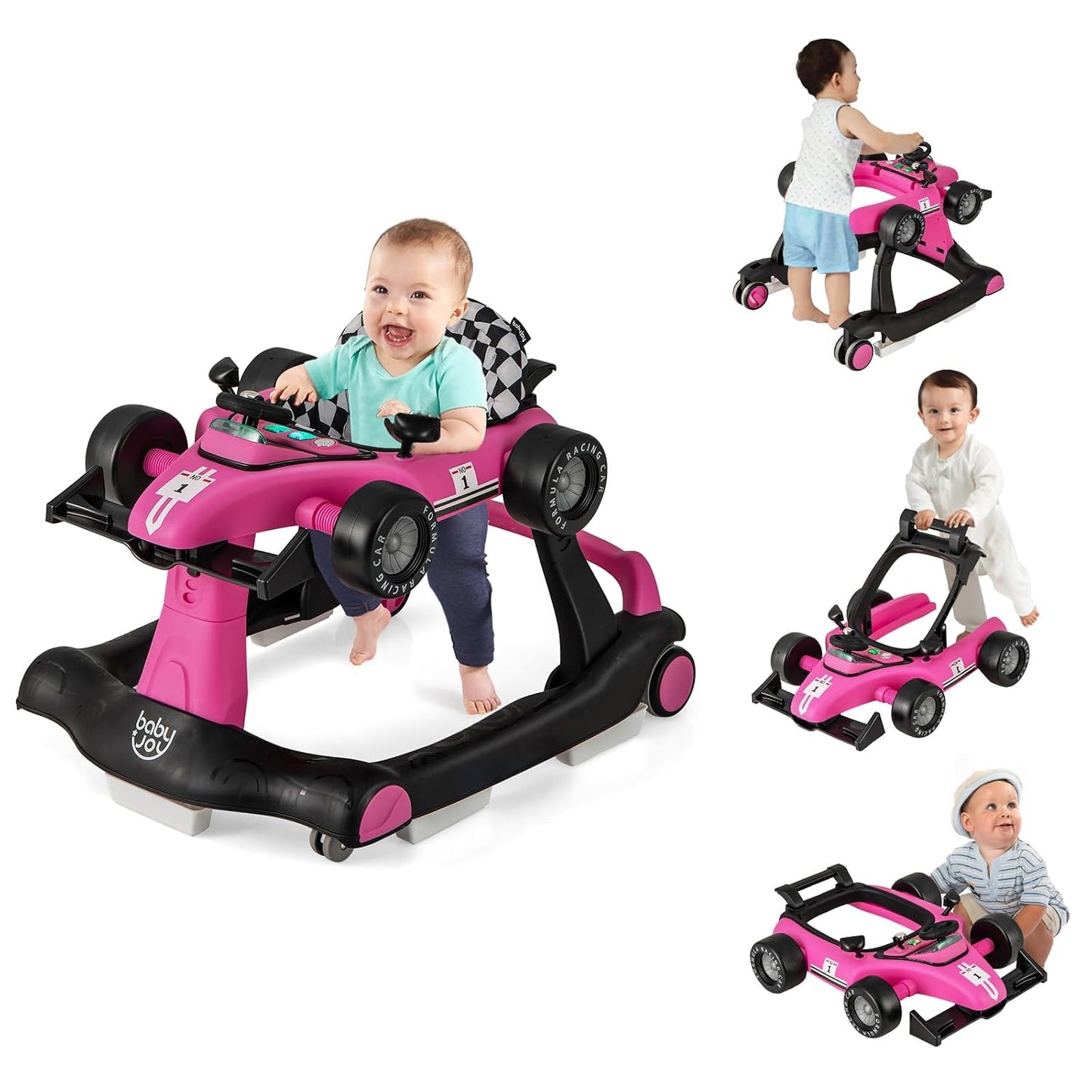 BABY JOY Andador de bebé 4 en 1, Andador de actividad plegable con...