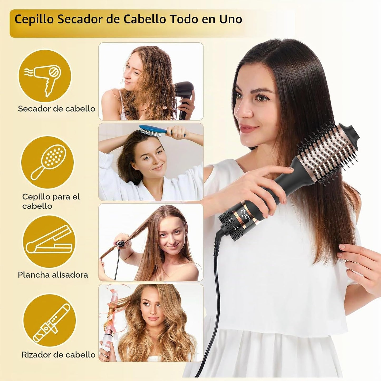 Nicebay Cepillo secador de pelo con pantalla de visualización, volu...