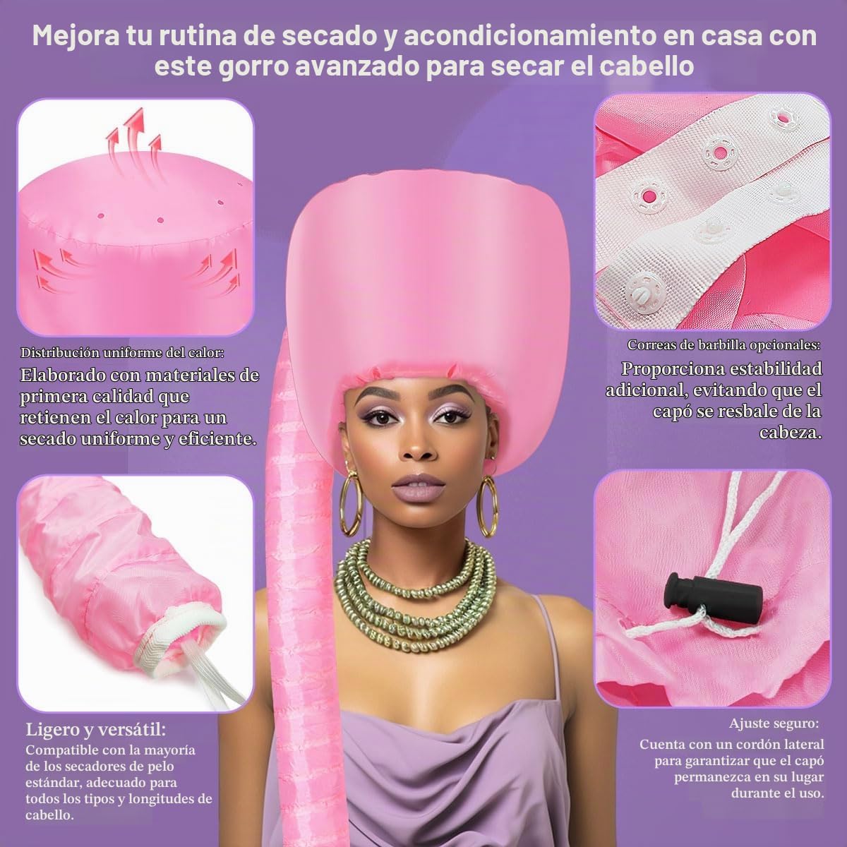 Secador de Cabello con Capucha - Secador de Cabello con Capucha de...