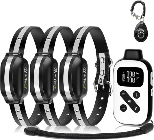 PetJoy Collar de choque para 3 perros, combo de collar de entrenami...