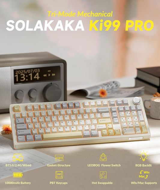 SOLAKAKA KI99 Pro - Teclado inalámbrico para juegos al 96 %, teclad...