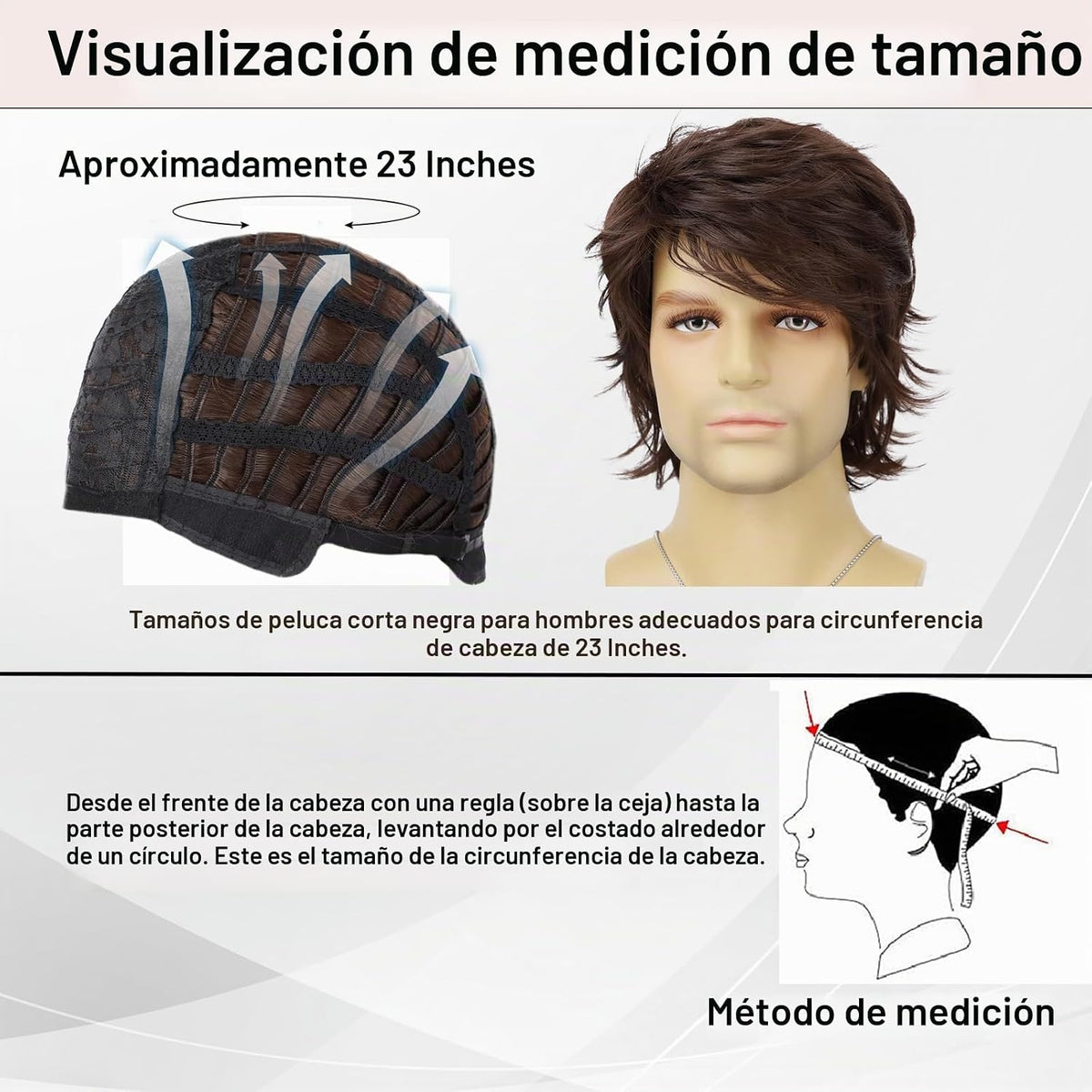 Tereshar Peluca de cabello sintético para hombre, de color marrón,...