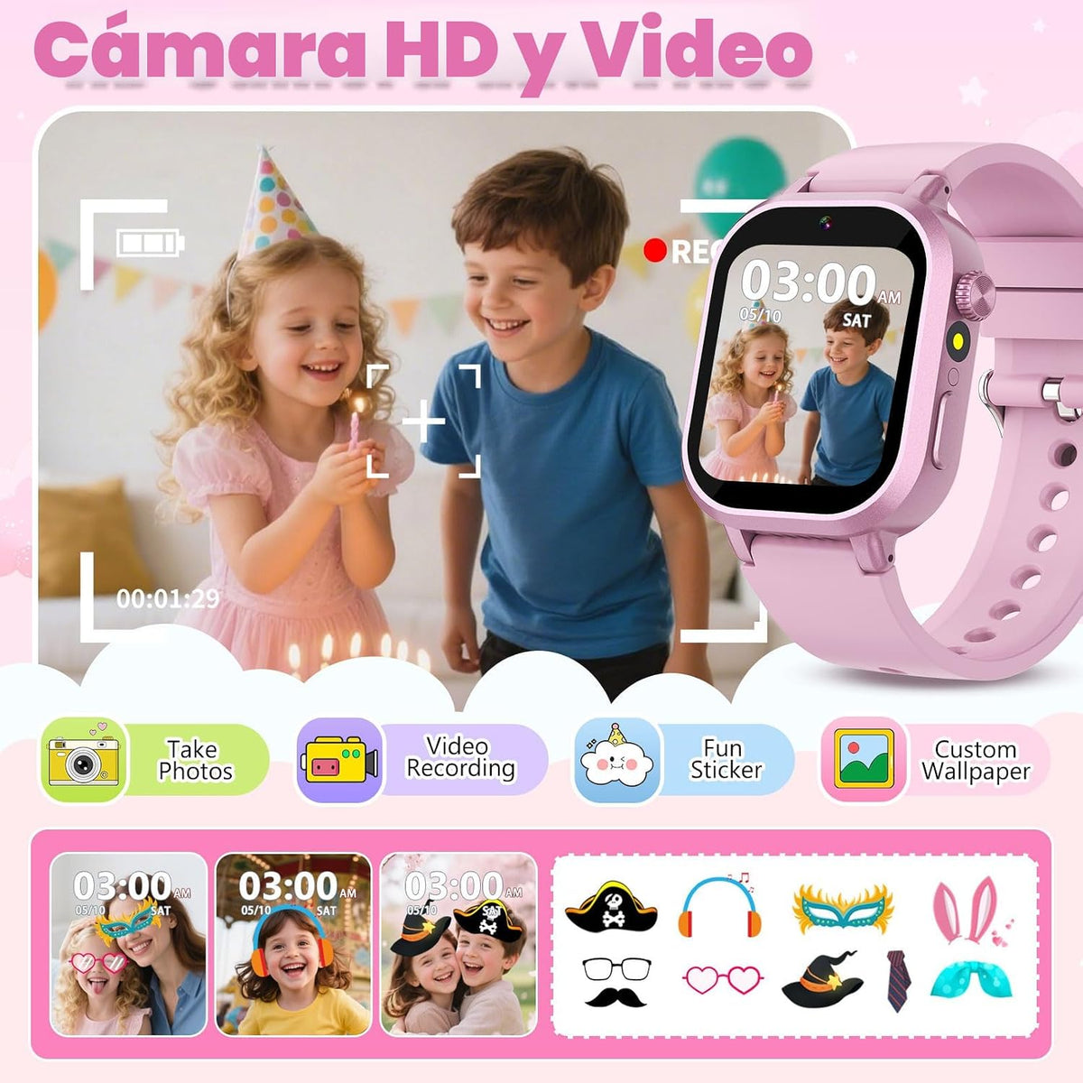 Wiszodet Reloj inteligente impermeable para niños, regalo para niña...