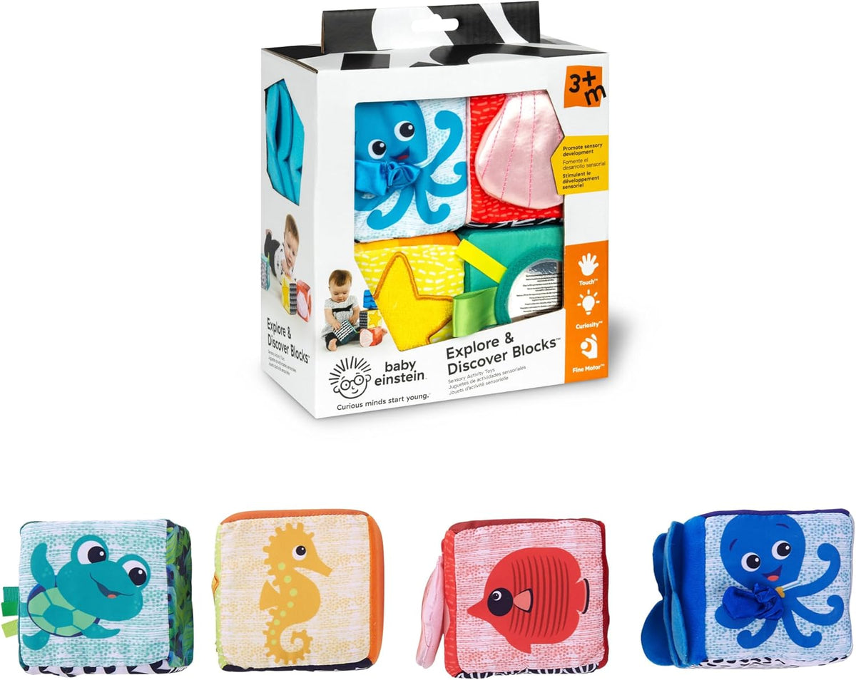 Baby Einstein Explora y descubre juguetes de bloques blandos, a par...