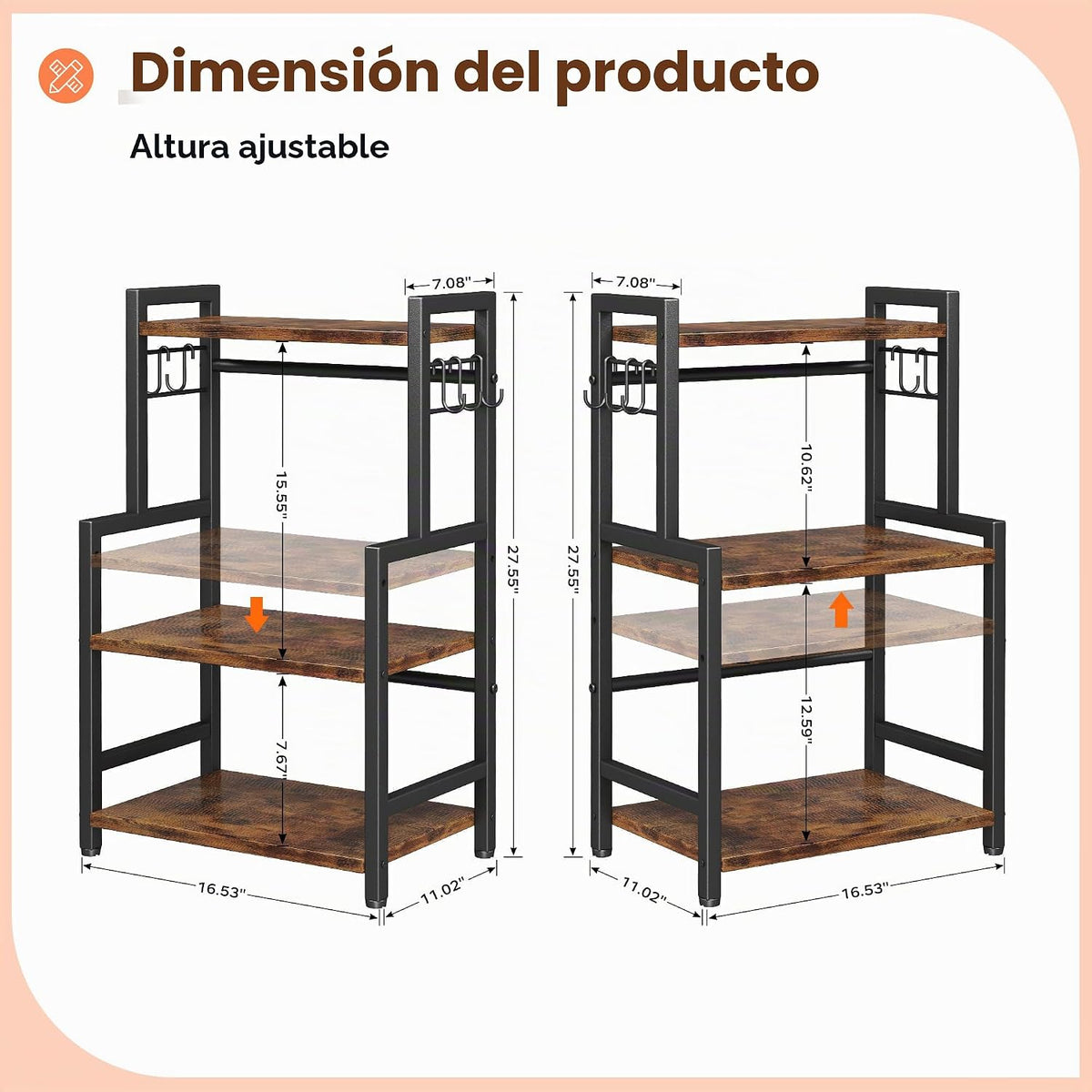 Organizador de encimera de cocina, organizador grande de 3 niveles...