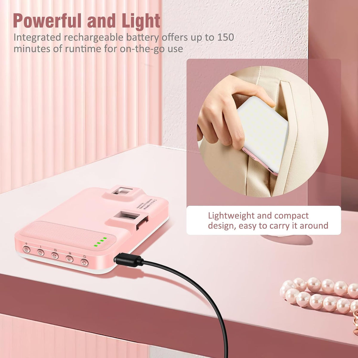 ALTSON 60 LED Luz portátil para selfie con clip y adaptador de tríp...