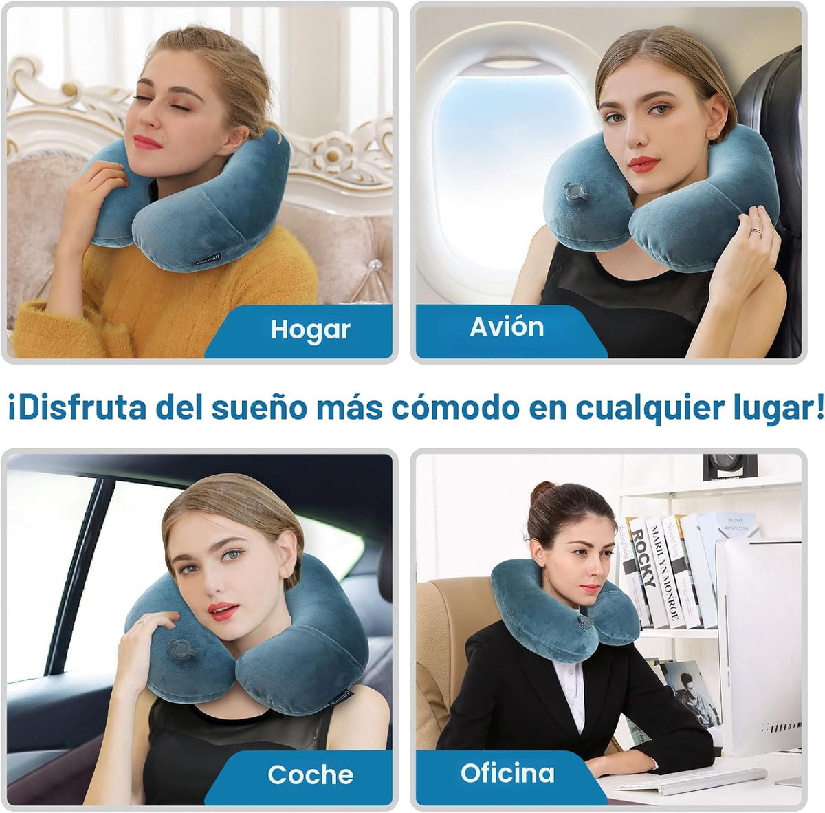 Keemall Almohada Hinchable de Viaje para Cuello en Forma de U, Almo...