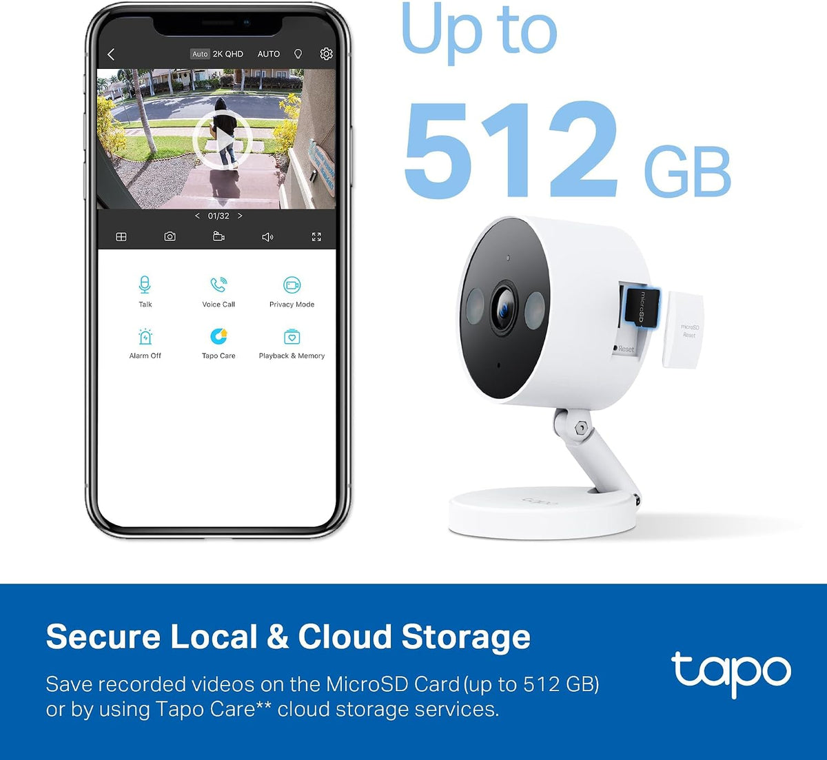 Cámara de seguridad Tapo 2K QHD para interiores\/exteriores, Elecci...