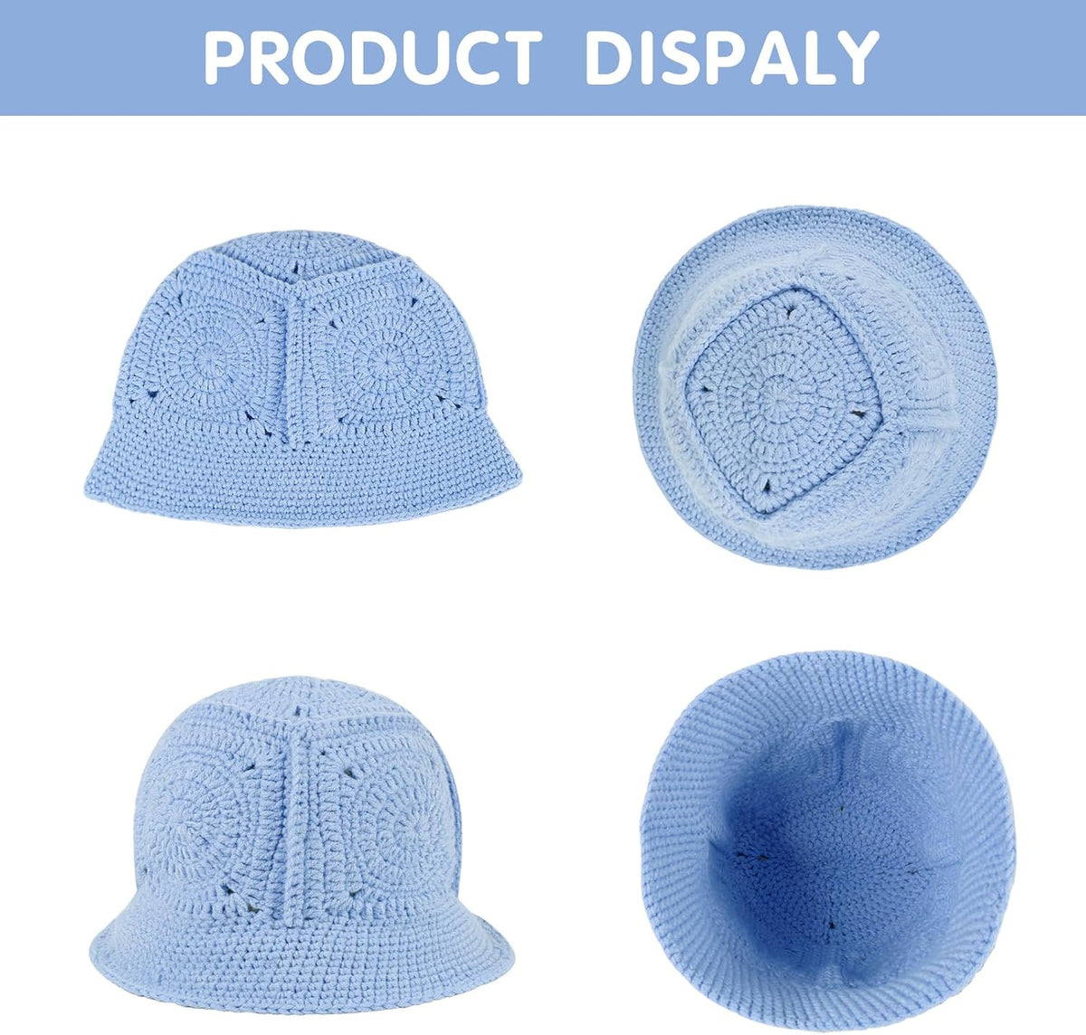 kozinu Sombrero de pescador de ganchillo para mujer, gorro de punto...