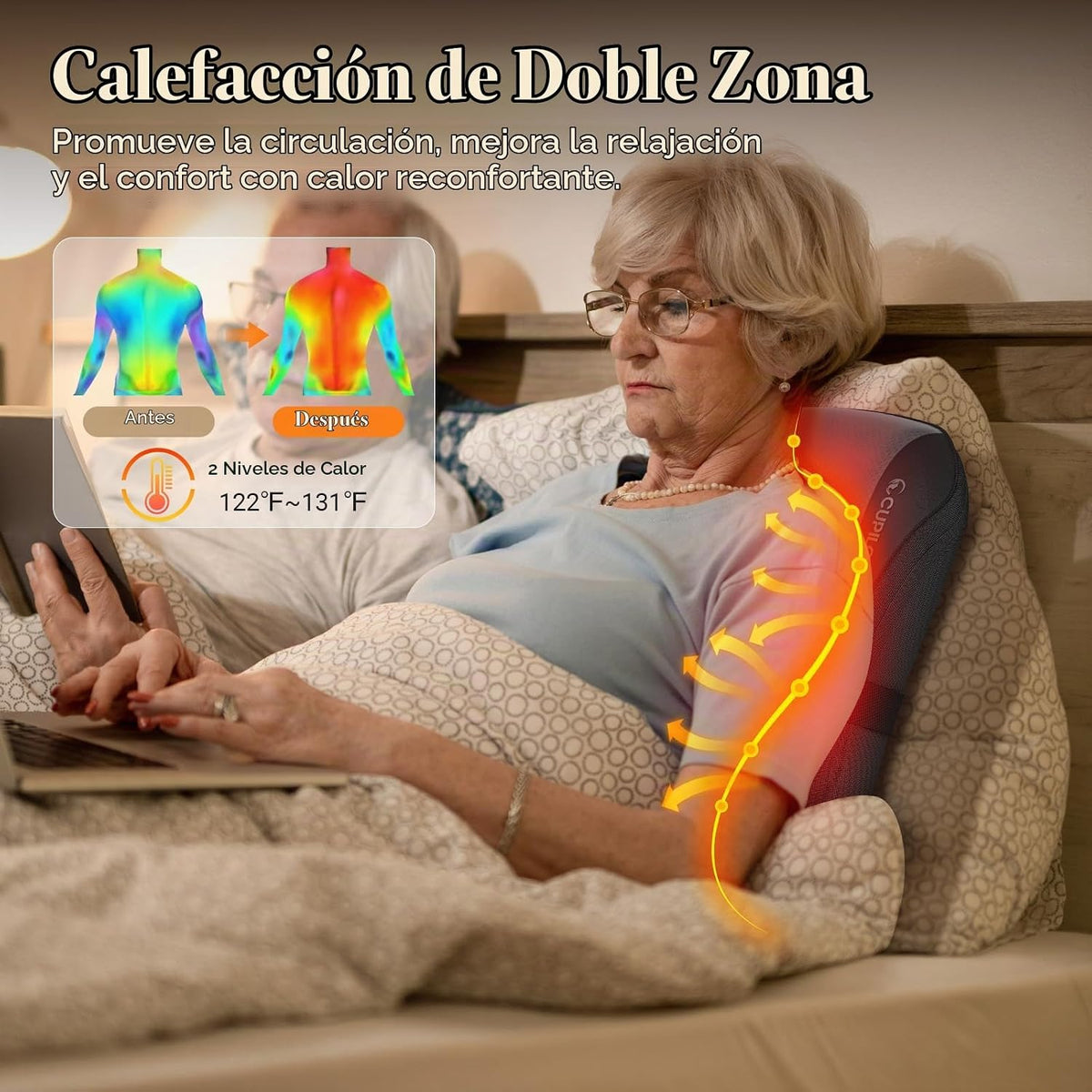 CuPiLo Masajeador de espalda Shiatsu con calor, HSA elegible para F...