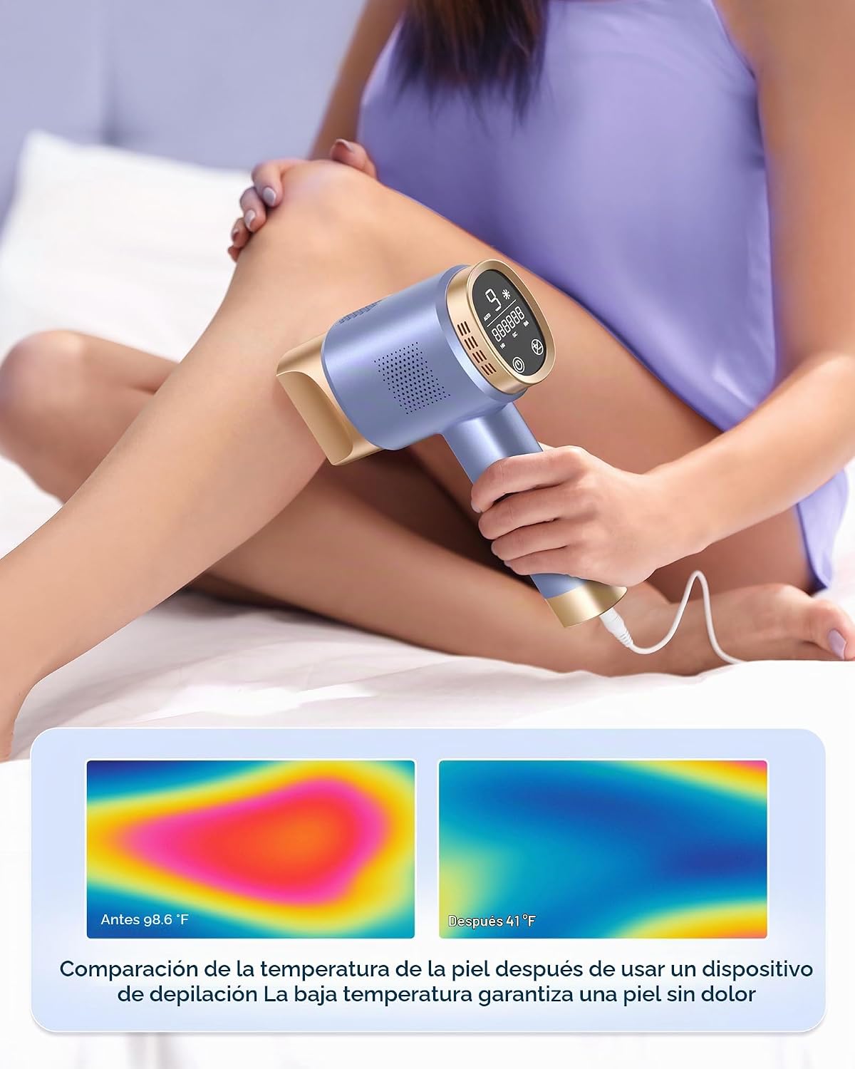 Depilación láser IPL para mujeres y hombres, zafiro, enfriamiento d...