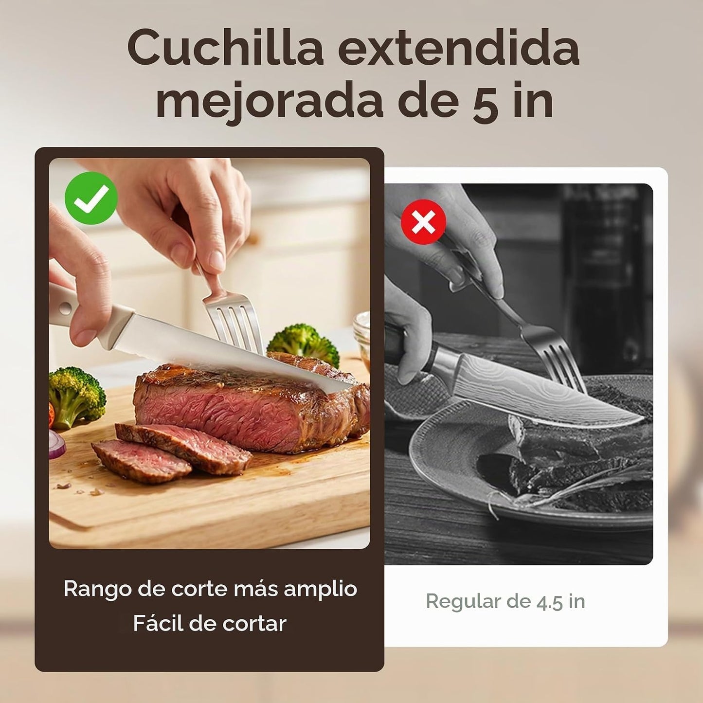 Kuisine Juego de cuchillos afilados de alta calidad, mango ergonómi...