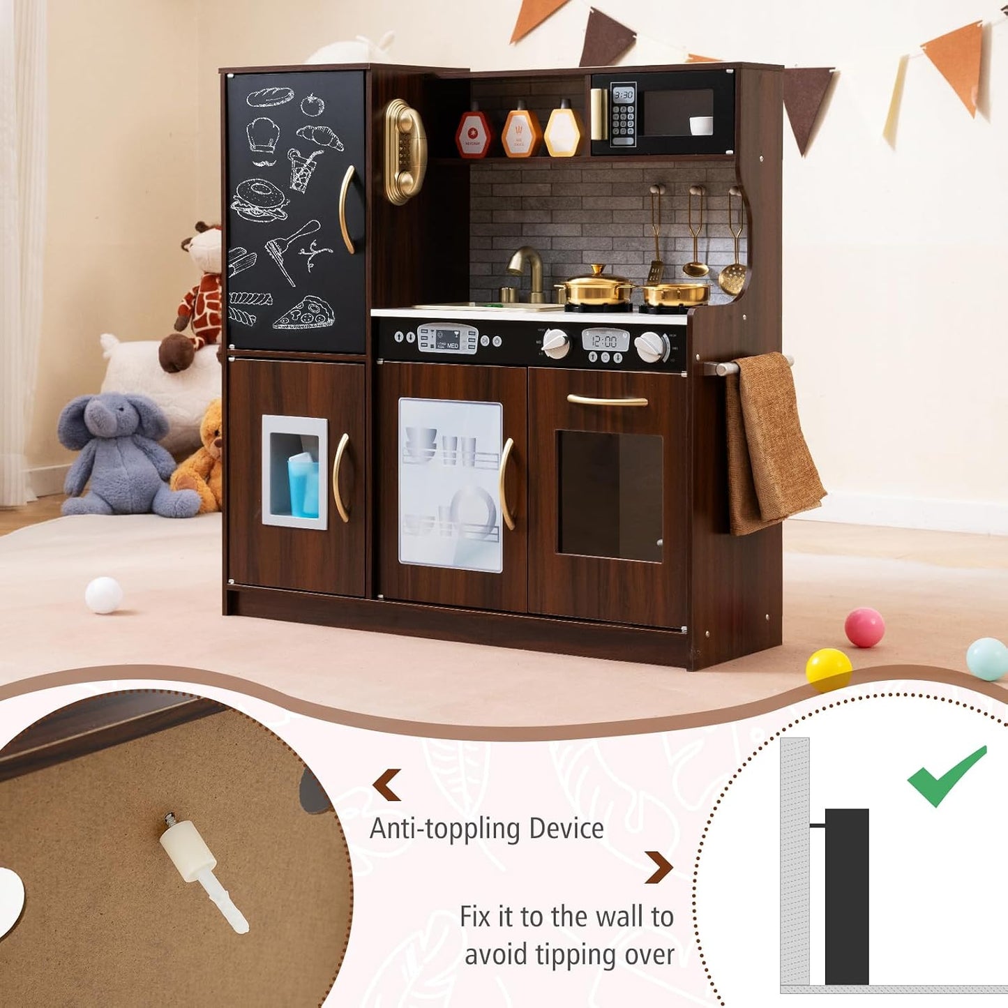 Costzon Juego de cocina para niños, juego de juguetes de cocina de...