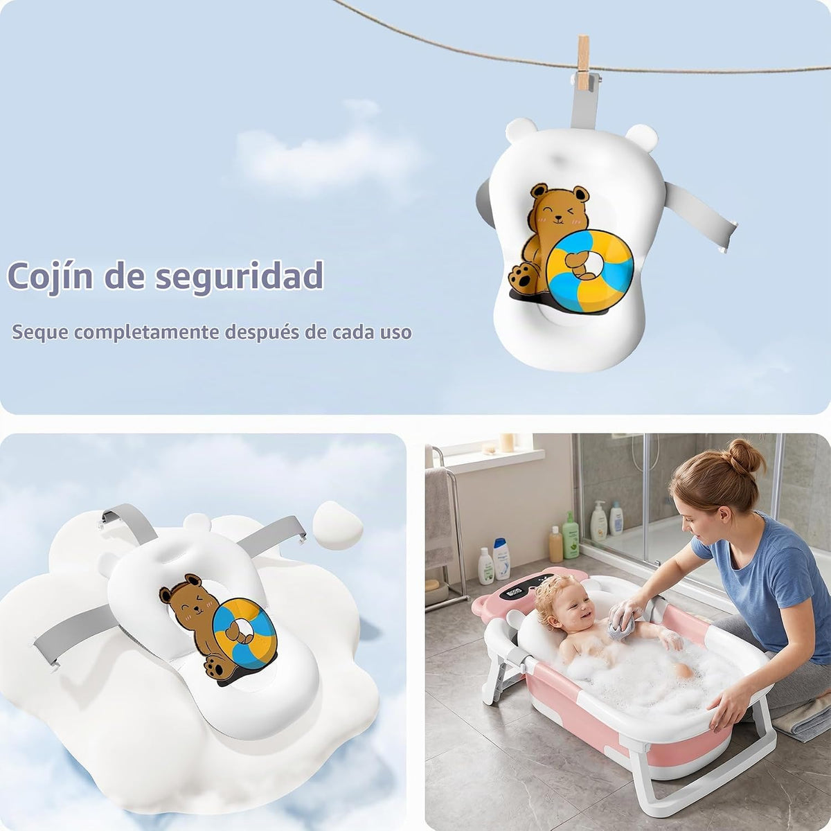 Kerbwry Bañera plegable para bebés recién nacidos y niños pequeños...