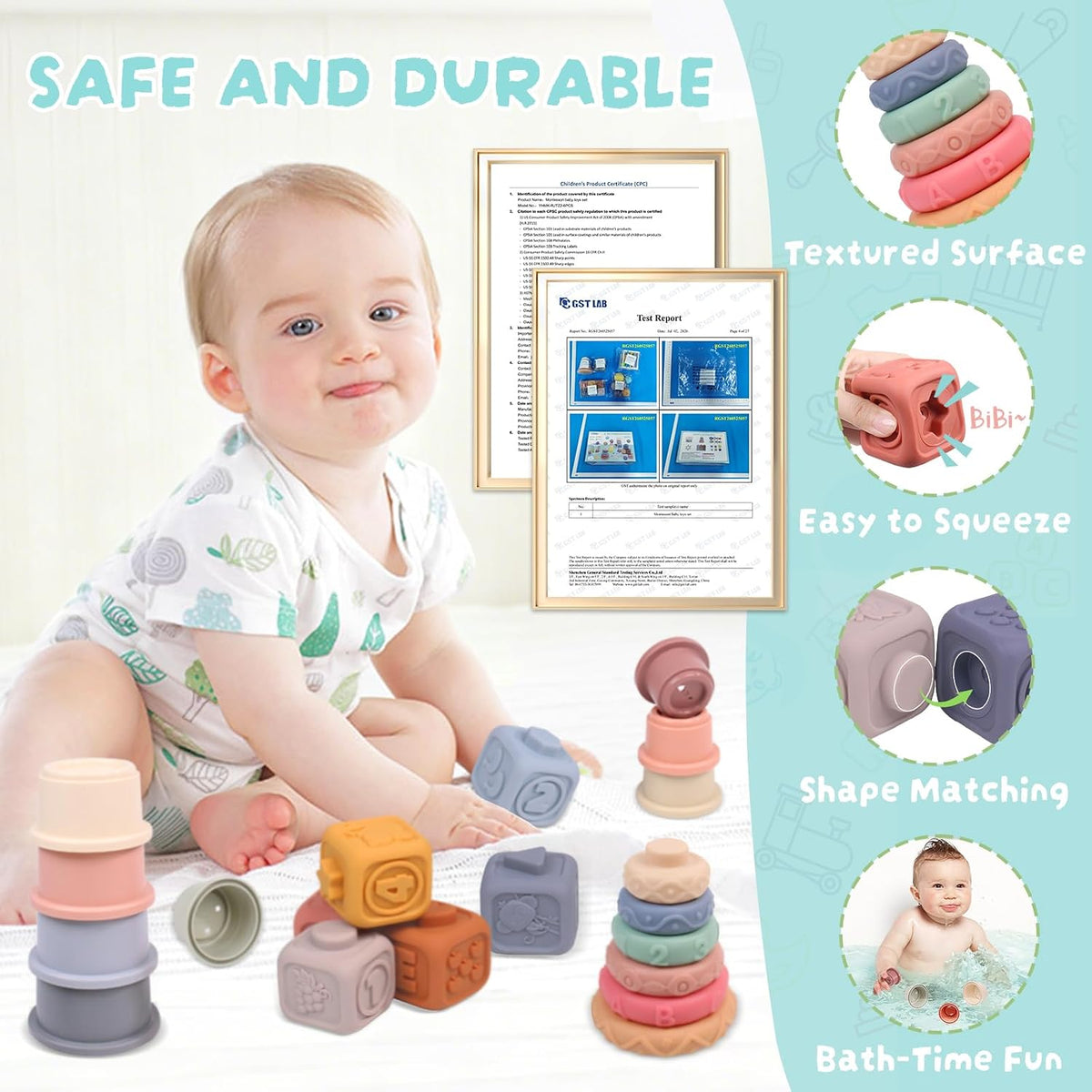 Juguetes Montessori 6 en 1 para bebés de 0-6-6-12 meses, regalos pa...