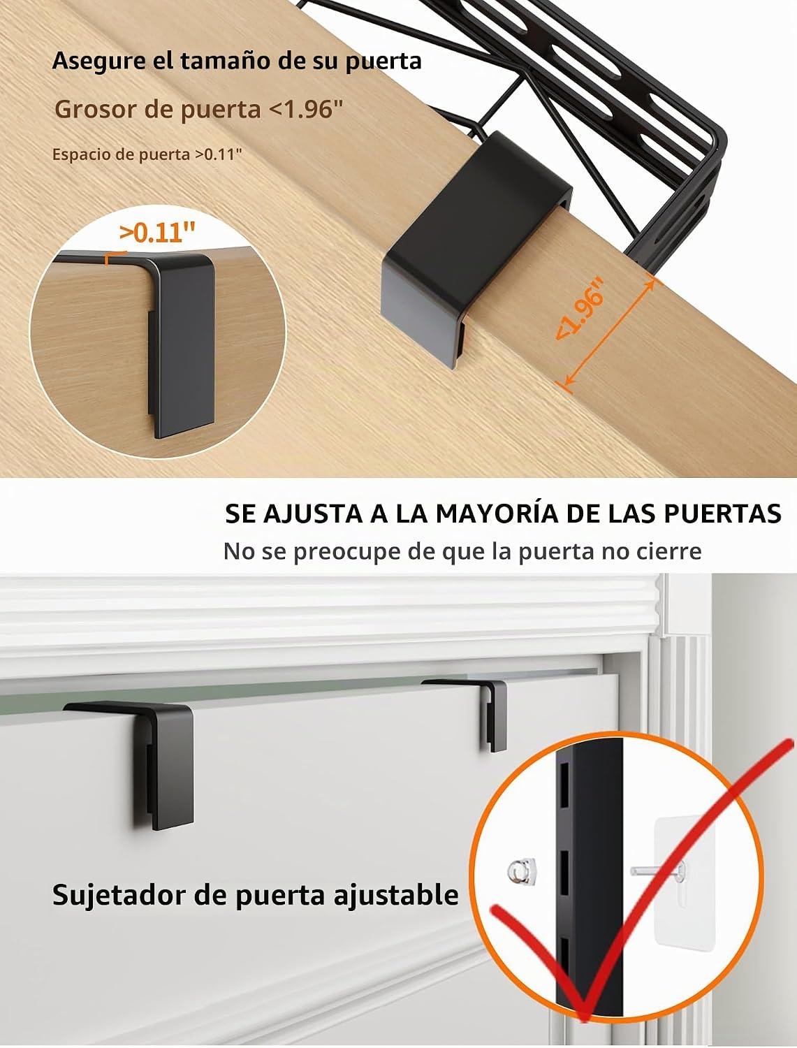 NQW Organizador de despensa sobre la puerta, organizadores de despe...